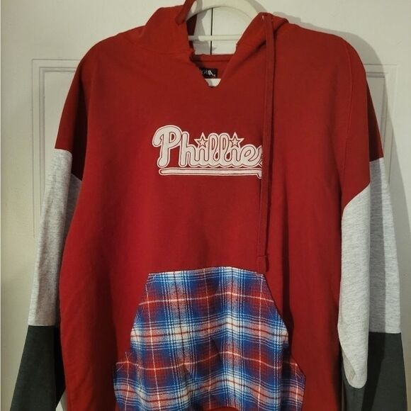 Antigua Red Embroidered Vintage Collection L long sleeve front logo Red/checke